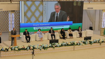 PCUz Senior Project Officer Andrew Yurkovsky addressed the audience of the Third Central Asian Forum of Women Entrepreneurs